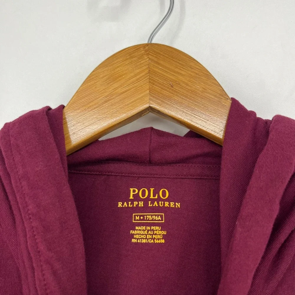 Polo Ralph Lauren Lightweight Pullover Hoodie Men's M Red Maroon Drawstring Pony